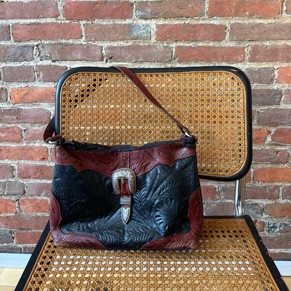 Western Two-Tone Leather Shoulder Bag